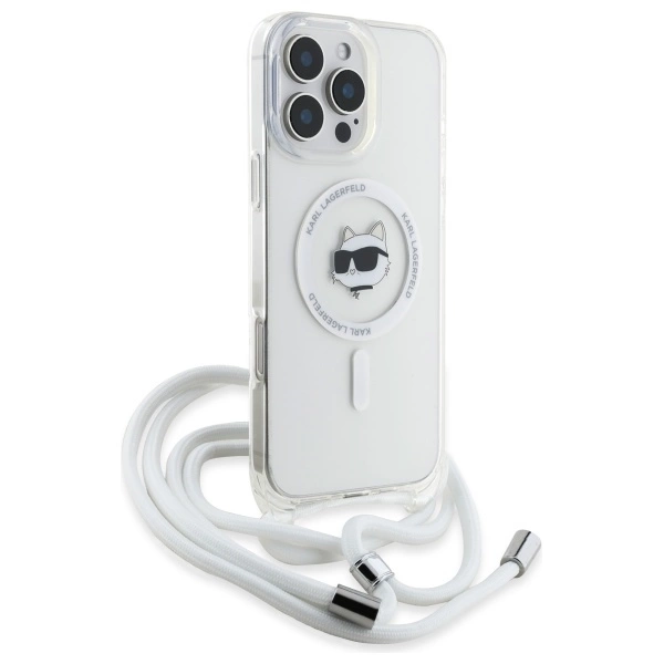 Etui Karl Lagerfeld IML Choupette Head & Cord Magsafe na iPhone 16 Pro - przezroczysty