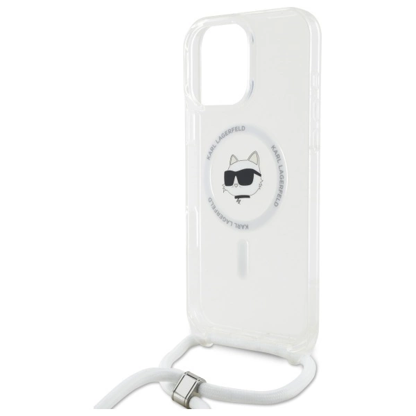 Etui Karl Lagerfeld IML Choupette Head & Cord Magsafe na iPhone 16 Pro - przezroczysty