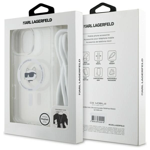 Etui Karl Lagerfeld IML Choupette Head & Cord Magsafe na iPhone 16 Pro - przezroczysty