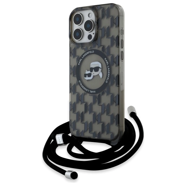 Etui Karl Lagerfeld IML Crossbody Monogram Karl & Choupette Head MagSafe na iPhone 16 Pro - czarne