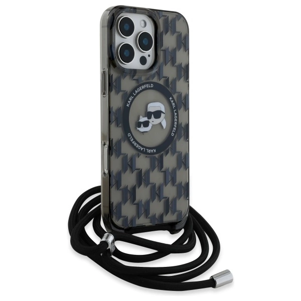 Etui Karl Lagerfeld IML Crossbody Monogram Karl & Choupette Head MagSafe na iPhone 16 Pro - czarne