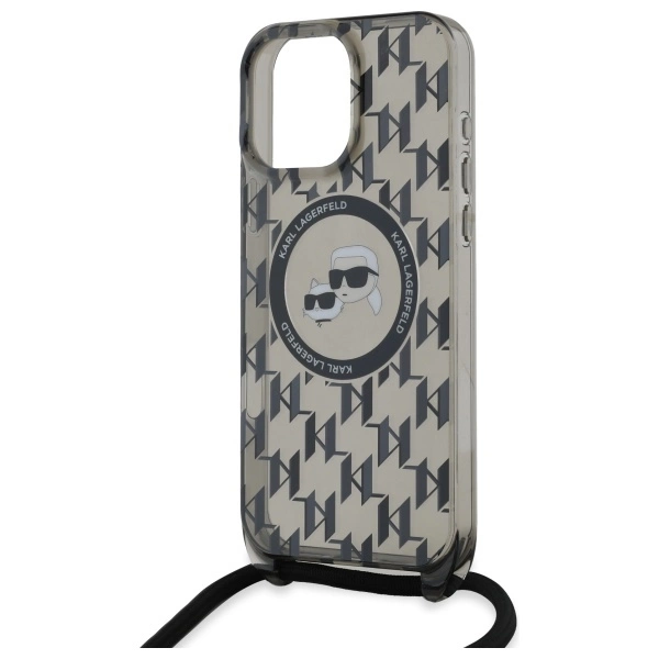 Etui Karl Lagerfeld IML Crossbody Monogram Karl & Choupette Head MagSafe na iPhone 16 Pro - czarne