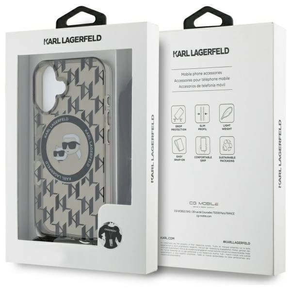 Etui Karl Lagerfeld IML Crossbody Monogram Karl & Choupette Head MagSafe na iPhone 16 - czarne