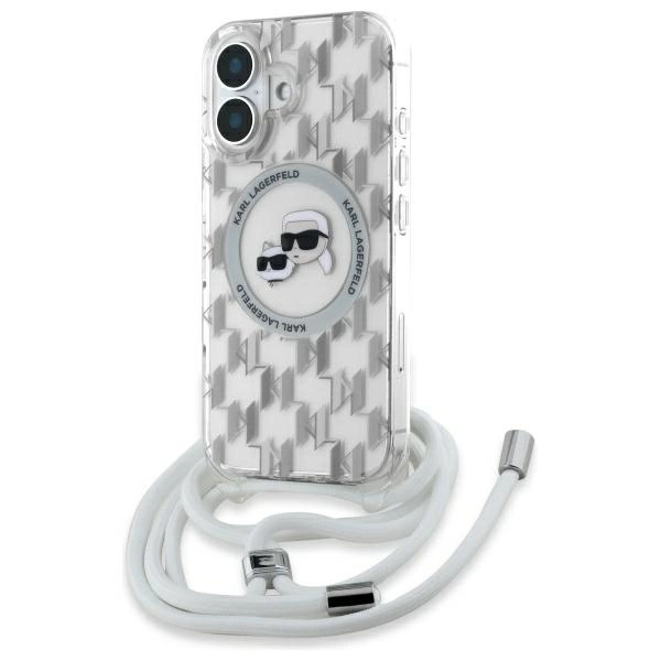 Etui Karl Lagerfeld IML Crossbody Monogram Karl & Choupette Head MagSafe na iPhone 16 - przezroczyste