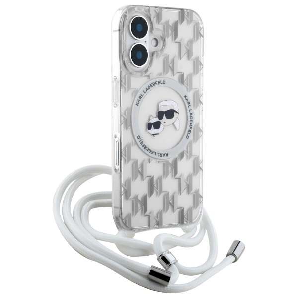Etui Karl Lagerfeld IML Crossbody Monogram Karl & Choupette Head MagSafe na iPhone 16 - przezroczyste