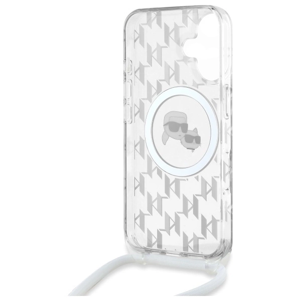 Etui Karl Lagerfeld IML Crossbody Monogram Karl & Choupette Head MagSafe na iPhone 16 - przezroczyste