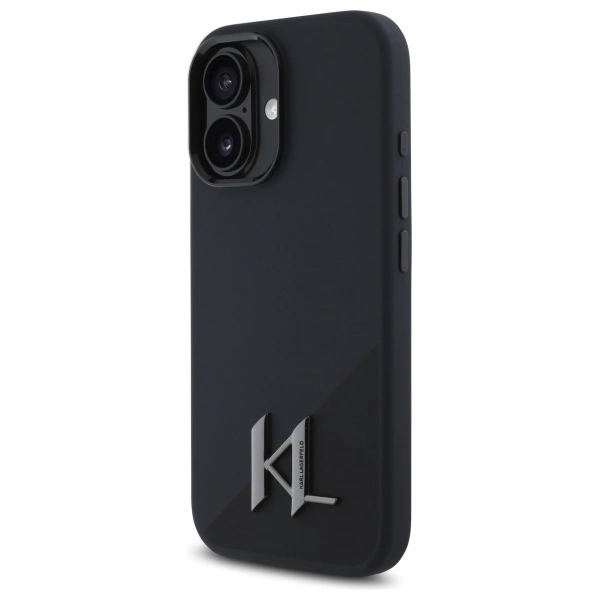 Etui Karl Lagerfeld Silicone Shadow Metal Initial MagSafe na iPhone 16 - czarne