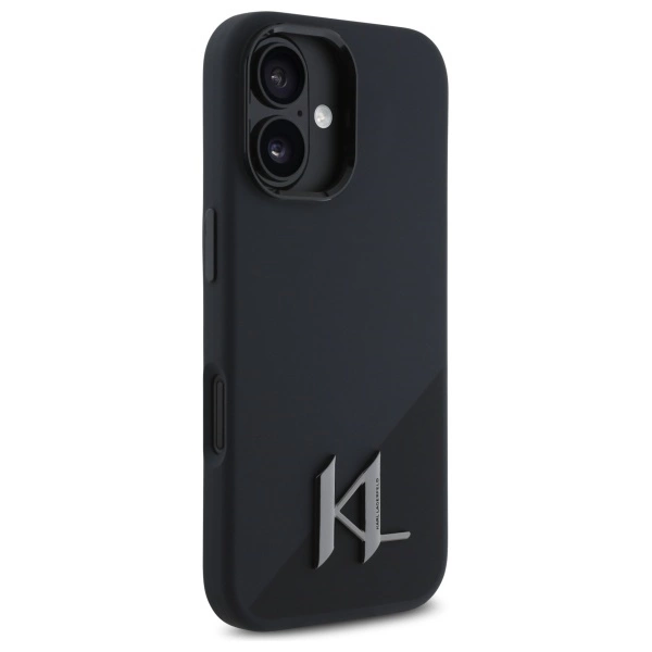 Etui Karl Lagerfeld Silicone Shadow Metal Initial MagSafe na iPhone 16 - czarne