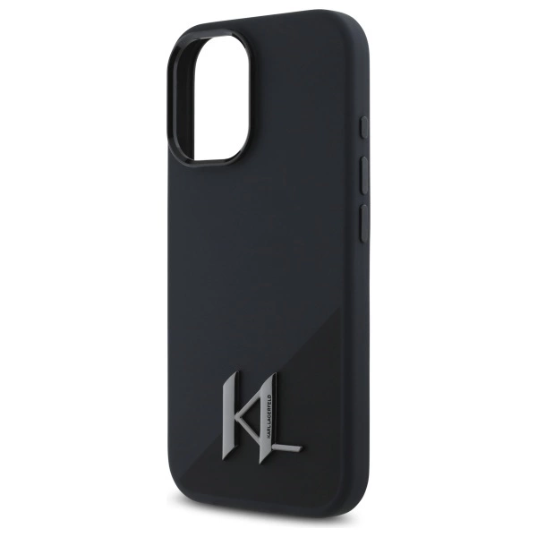 Etui Karl Lagerfeld Silicone Shadow Metal Initial MagSafe na iPhone 16 - czarne