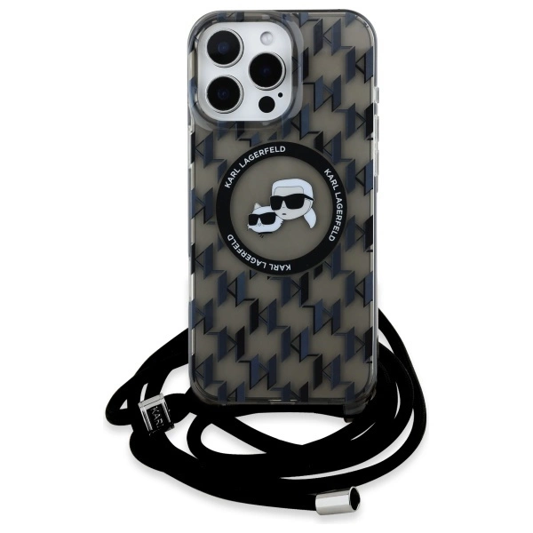Etui Karl Lagerfeld IML Crossbody Monogram Karl & Choupette Head MagSafe na iPhone 16 Pro Max - czarne