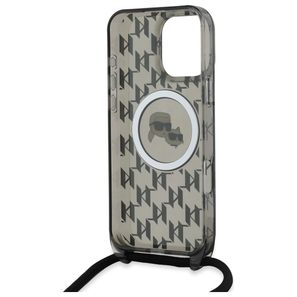 Etui Karl Lagerfeld IML Crossbody Monogram Karl & Choupette Head MagSafe na iPhone 16 Pro Max - czarne