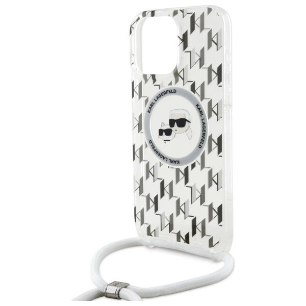 Etui Karl Lagerfeld IML Crossbody Monogram Karl & Choupette Head MagSafe na iPhone 16 Pro Max - przezroczyste
