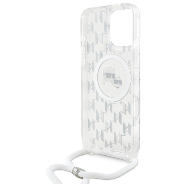 Etui Karl Lagerfeld IML Crossbody Monogram Karl & Choupette Head MagSafe na iPhone 16 Pro Max - przezroczyste