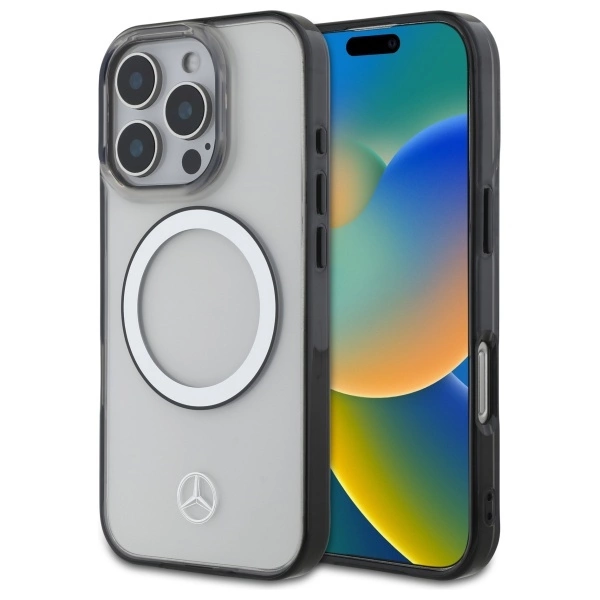 Etui Mercedes Printed logo MagSafe na iPhone 16 Pro Max - przezroczyste