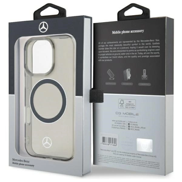 Etui Mercedes Silver Ring MagSafe na iPhone 16 Pro Max - czarne
