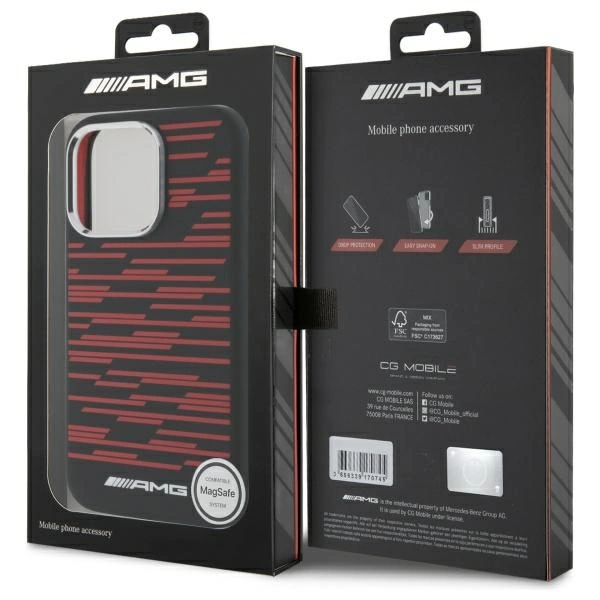 Etui AMG Silicone Graphics MagSafe na iPhone 16 Pro - czarne