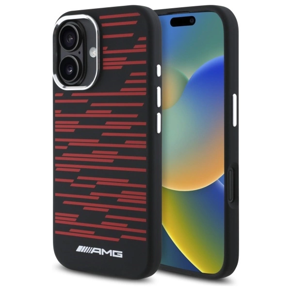 Etui AMG Silicone Graphics MagSafe na iPhone 16 - czarne