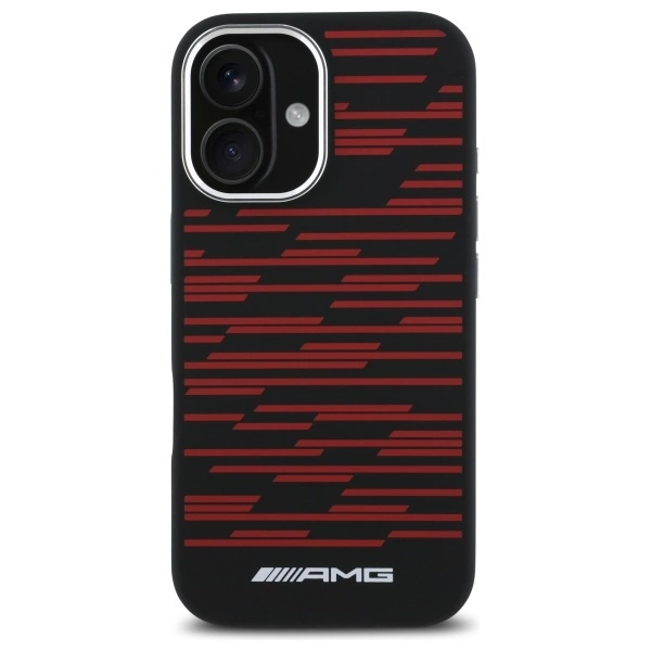 Etui AMG Silicone Graphics MagSafe na iPhone 16 - czarne