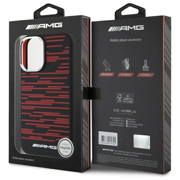 Etui AMG Silicone Graphics MagSafe na iPhone 16 - czarne