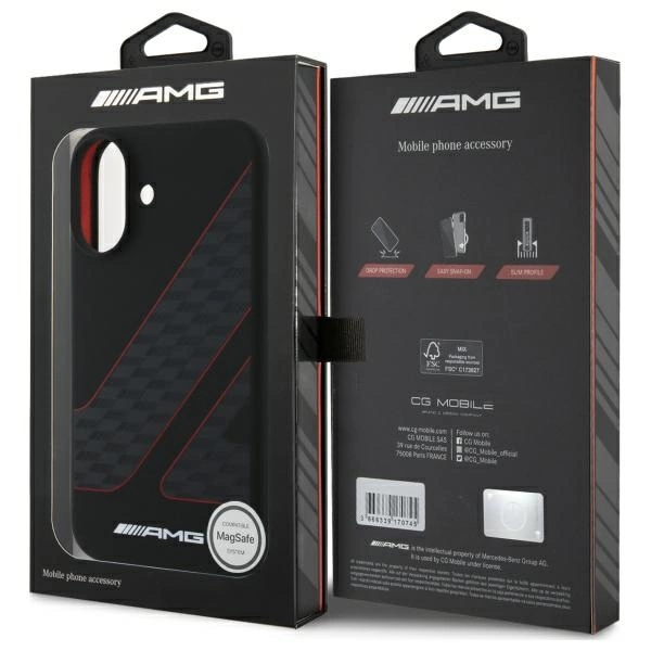 Etui AMG Checkered Flag Pattern MagSafe na iPhone 16 - czarne