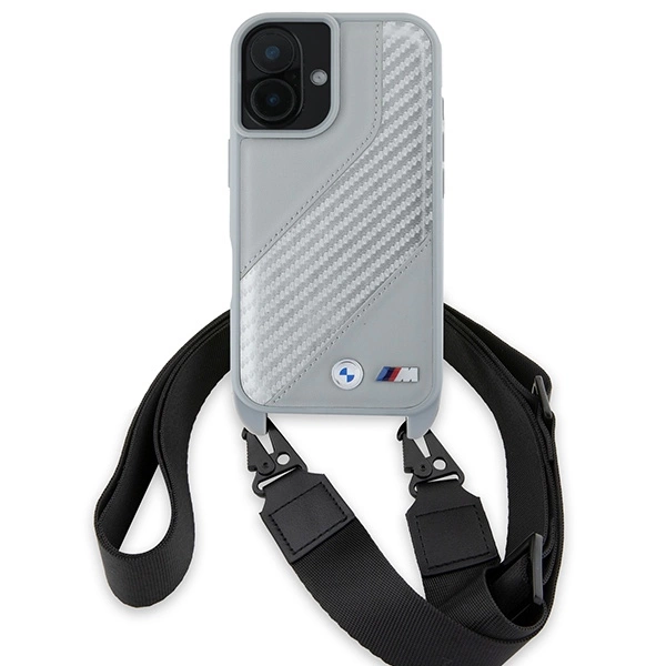 Etui BMW M Edition Carbon Stripe & Strap na iPhone 16 - szare