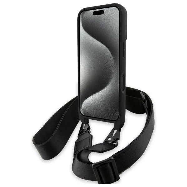 Etui BMW M Edition Carbon Stripe & Strap na iPhone 16 - czarne