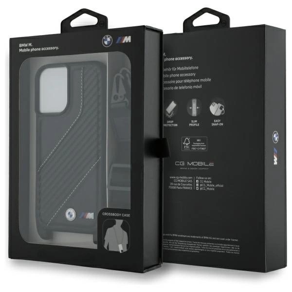 Etui BMW M Edition Carbon Stripe & Strap na iPhone 16 - czarne