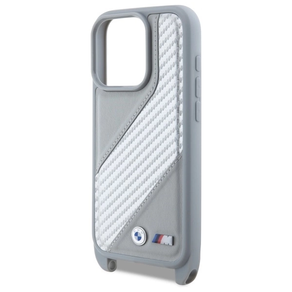 Etui BMW M Edition Carbon Stripe & Strap na iPhone 16 Pro Max - szare