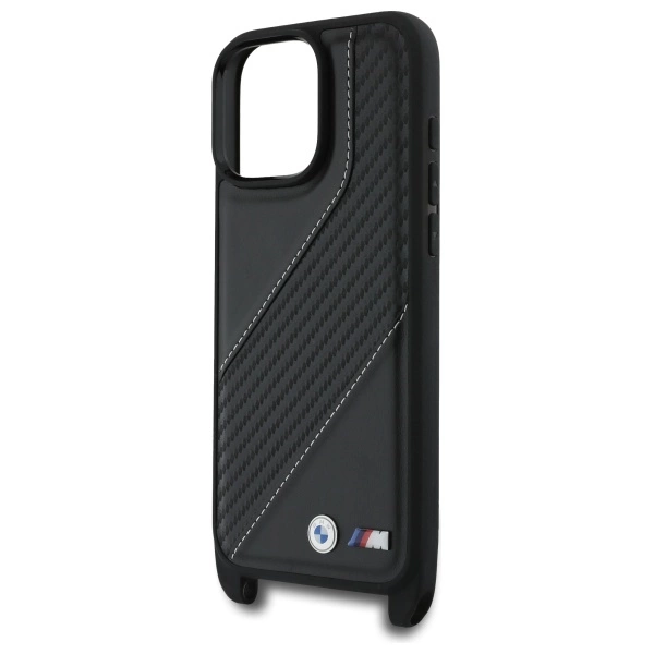 Etui BMW M Edition Carbon Stripe & Strap na iPhone 16 Pro Max - czarne