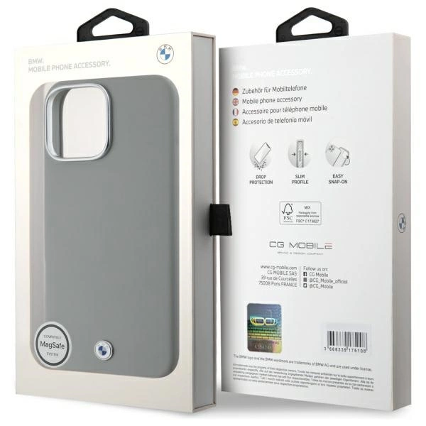 Etui BMW Sign Full Wrapped Metal MagSafe na iPhone 16 Pro Max - szare