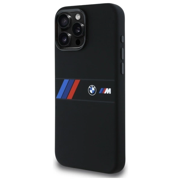Etui BMW Silicone Middle Stripe MagSafe na iPhone 16 Pro Max - czarne