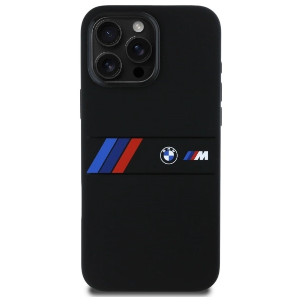 Etui BMW Silicone Middle Stripe MagSafe na iPhone 16 Pro Max - czarne