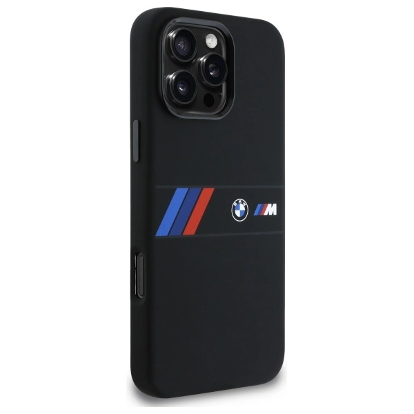 Etui BMW Silicone Middle Stripe MagSafe na iPhone 16 Pro Max - czarne