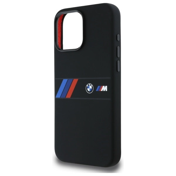Etui BMW Silicone Middle Stripe MagSafe na iPhone 16 Pro Max - czarne