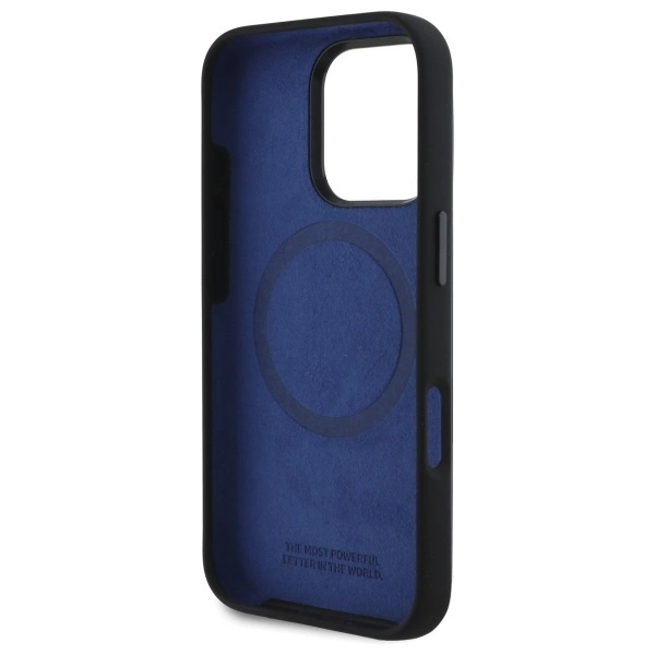 Etui BMW Silicone Hexagon Blue Line MagSafe na iPhone 16 Pro Max - czarne