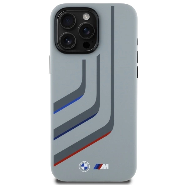 Etui BMW Silicone Turning Lines MagSafe na iPhone 16 Pro Max - szare