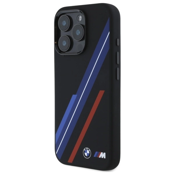 Etui BMW Silicone Random Lines MagSafe na iPhone 16 Pro Max - czarne
