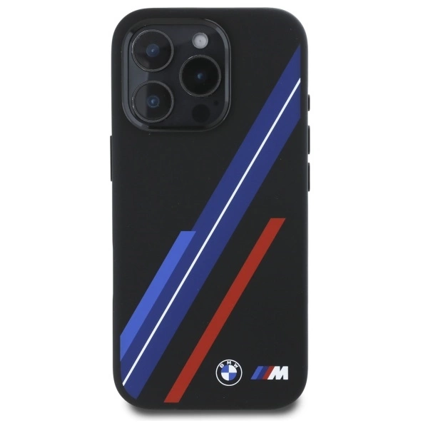 Etui BMW Silicone Random Lines MagSafe na iPhone 16 Pro Max - czarne