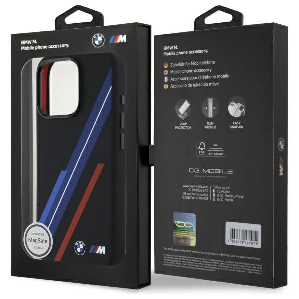 Etui BMW Silicone Random Lines MagSafe na iPhone 16 Pro Max - czarne