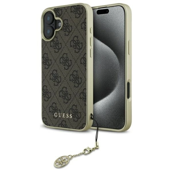 Etui Guess 4G Charms Collection na iPhone 16 Plus - brązowe