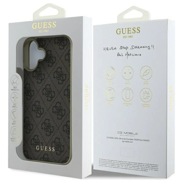 Etui Guess 4G Charms Collection na iPhone 16 Plus - brązowe