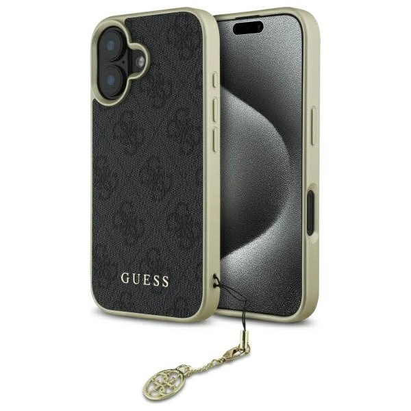 Etui Guess 4G Charms Collection na iPhone 16 Plus - czarne