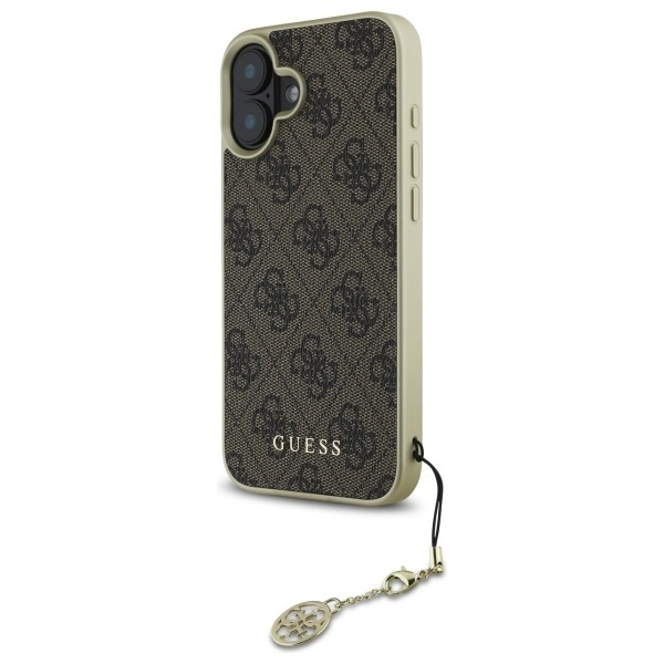 Etui Guess 4G Charms Collection na iPhone 16 - brązowe