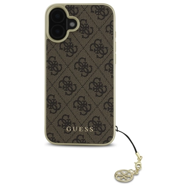 Etui Guess 4G Charms Collection na iPhone 16 - brązowe