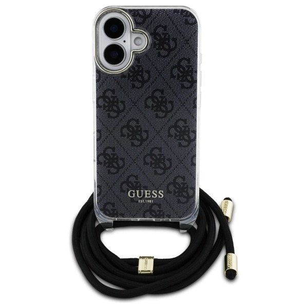 Etui Guess Crossbody Cord 4G Print na iPhone 16 - czarne
