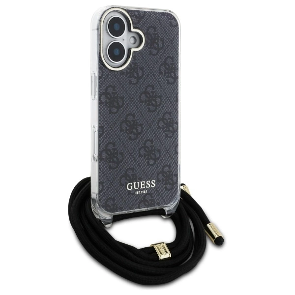 Etui Guess Crossbody Cord 4G Print na iPhone 16 - czarne