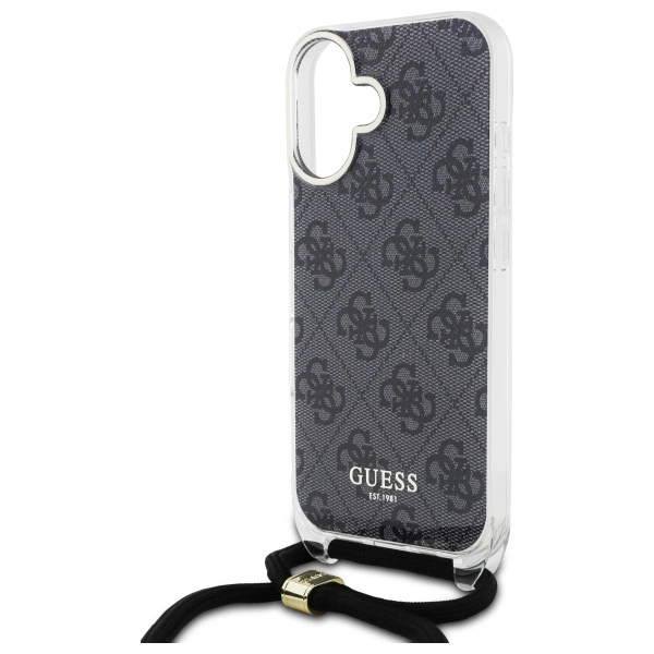 Etui Guess Crossbody Cord 4G Print na iPhone 16 - czarne