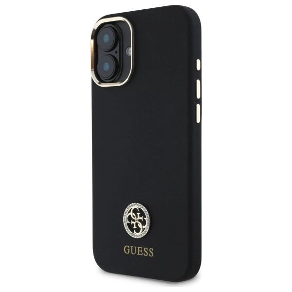 Etui Guess Silicone Logo Strass 4G na iPhone 16 - czarne