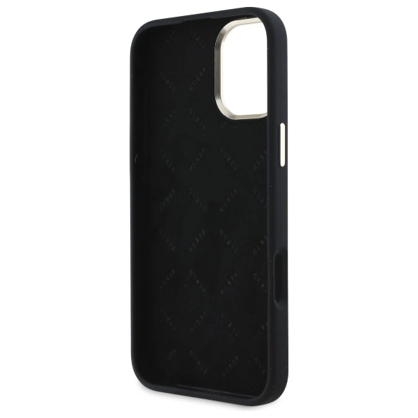 Etui Guess Silicone Logo Strass 4G na iPhone 16 - czarne