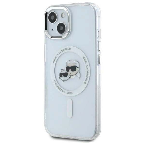 Etui Karl Lagerfeld IML Metal Karl&Choupette Head MagSafe na iPhone 14 - białe